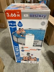 BESTWAY 3.66M STEEL PRO MAX ABOVE GROUND SWIMMING POOL - RRP £220 (ZONE 1)