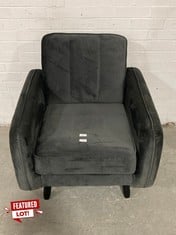 JENNIFER COMPACT FABRIC ARMCHAIR IN DARK GREY VELVET - RRP £169 (ZONE 1)