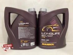 20 X BOTTLES OF MANNOL LONGLIFE 504/507 7715 FULL SYNTHETIC ENGINE OIL 5L - TOTAL LOT RRP £294 (ZONE 1) (COLLECTION ONLY)