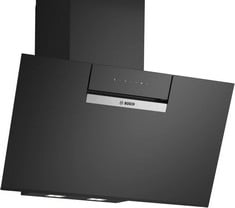 BOSCH SERIES 4 WALL-MOUNTED COOKER HOOD 80CM IN CLEAR GLASS BLACK PRINTED - MODEL NO. DWK87FN60B - RRP £689