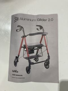 CARECO ALUMINIUM GLIDER 2.0 ROLLATOR IN RED (SERIAL: WA02010034202402768)