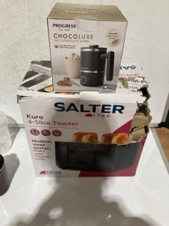 1 X BOX OF ASSORTED KITCHEN ITEM TO INCLUDE SALTER 4 SLICE TOASTER