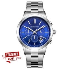 GLOBENFELD LIMITED EDITION MARKSMAN WATCH IN SILVER & BLUE RRP £425