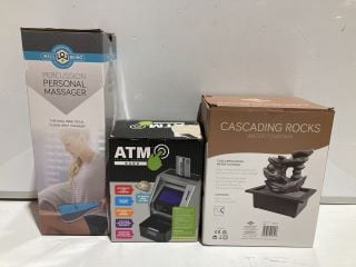 BOX OF ITEMS TO INCLUDE WELLBEING PERCUSSION PERSONAL MASSAGER, TO ALSO INCLUDE WELLBEING WATER FOUNTAIN