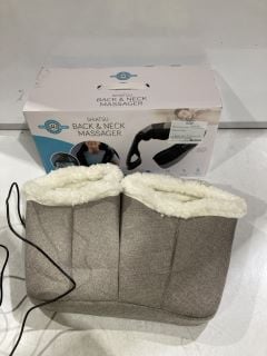 BOX OF ITEMS TO INCLUDE WELLBEING VIBRATING NECK MASSAGER, TO ALSO INCLUDE PINART