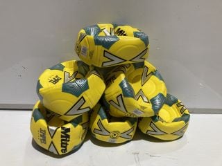 BOX OF YELLOW MITRE IMPEL CLUB FOOTBALLS