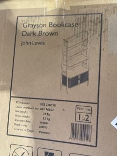 JOHN LEWIS GRAYSON STORAGE BOOKCASE DARK BROWN RRP £577