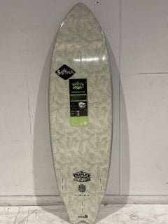 SOFT TECH 6FT TRIPLET GREEN WHITE FLORAL SURFBOARD RRP £409