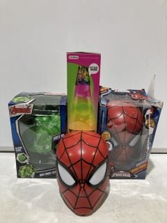 BOX OF TOYS TO INCLUDE MARVEL AVENGERS HULK RIGHT FIST 3D DECO LIGHT