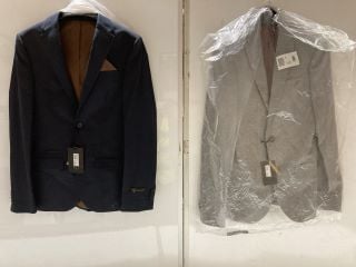 2 RIVER ISLAND TAILORED BLAZER IN NAVY BLUE SIZE 34R & GREY SIZE 38L