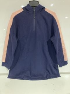 BOX OF VERY NAVY BLUE AND PINK 3 QUARTER ZIP JUMPER SIZE 14 RRP