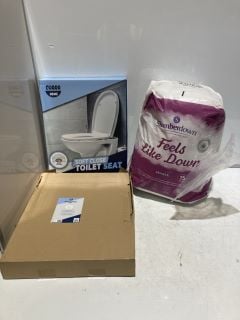 BOX OF HOME ITEMS TO INCLUDE CUQOO HOME QUICK RELEASE SOFT CLOSE TOILET SEAT