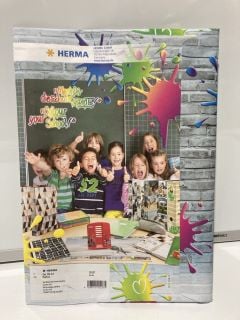 BOX OF ITEMS TO INCLUDE HERMA EXERCISE BOOK COVERS A4