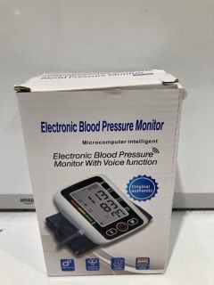 BOX OF ITEMS TO INCLUDE ELECTRONIC BLOOD PRESSURE MONITOR