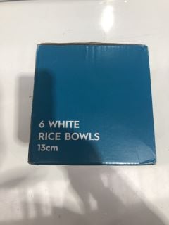 6 WHITE RICE BOWLS 13CM