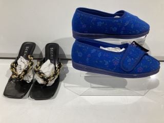 2 X FOOTWEAR TO INCLUDE COMFYLUX COMFORT SLIPPERS BLUE RRP £110