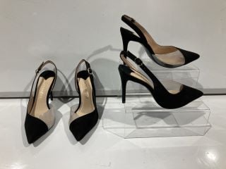 2 X FOOTWEAR TO INCLUDE SOSANDAR CARMEN BLACK SUEDE HEEL 6 RRP £159.99