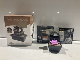 BOX OF ITEMS TO INCLUDE TABLETOP LED FOUNTAIN