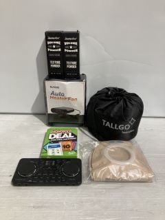 BOX OF ITEMS TO INCLUDE AUTO HEATER FAN