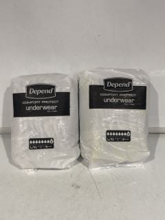 BOX OF ITEMS TO INCLUDE DEPEND COMFORT UNDERWEAR XL