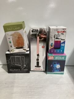 BOX OF ITEMS TO INCLUDE STAR WARS DARTH VADER LIGHTSABER DESK LAMP