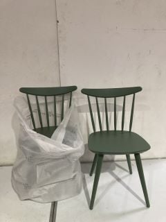 JOHN LEWIS SPINDLE BACK CHAIR, SET OF 2, BEECH WOOD, GREEN  (0032522755) RRP £279