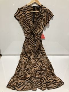 1 X BOX OF PREMIUM DESIGNER APPAREL TO INCLUDE AX PARIS WRAP PRINTED MIDI DRESS SIZE 6