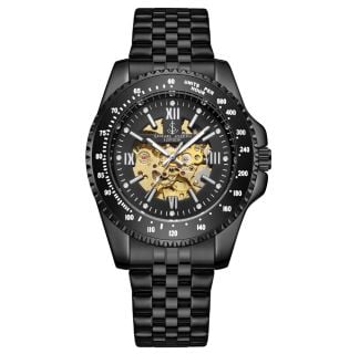 SAMUEL JOSEPH SKELETON MECHANISM BLACK WATCH RRP £120