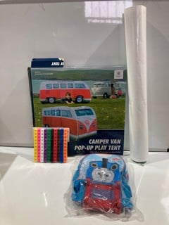 BOX OF ITEMS TO INCLUDE VOLKSWAGEN CAMPER VAN POP UP PLAY TENT