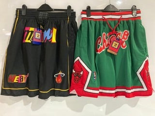 BOX OF CLOTHING TO INCLUDE CHICAGO BULLS BASKETBALL SHORTS