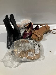 BOX OF SHOES TO INCLUDE WAREHOUSE BLACK BOOTS SIZE 5