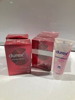 BOX TO INCLUDE DUREX THIN FEEL REGULAR FIT CONDOMS 20 PACK & DUREX NATURALS EXTRA SENSITIVE LUBE (18&ID MAY BE REQUIRED)