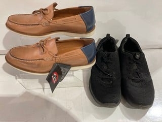 1 X LEGEND 8 ACADEMY FG/MG BLACK-SIREN RED SIZE 9.5 & BAQIETTO TABACCO LEATHER MOCCASINS SIZE 6