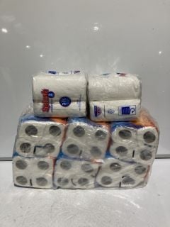 5 X PACKS OF TOILET TISSUE TO INCLUDE GLORY AND SPLASH KITCHEN ROLL