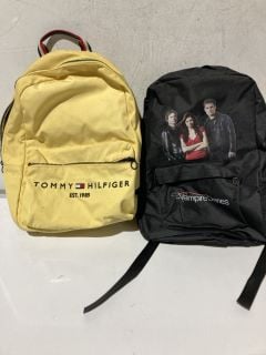 1 X BOX OF BAGS TO INCLUDE TOMMY HILFIGER YELLOW BACKPACK