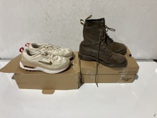 1 X BOX OF SHOES TO INCLUDE DR MARTENS BROWN