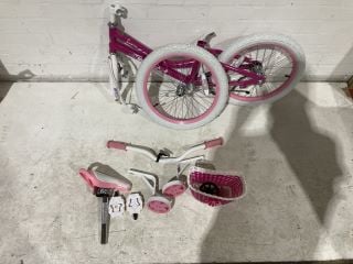 1 X 16" GIRLS BIKE WITH STABILSERS AND BASKET PINK/WHITE