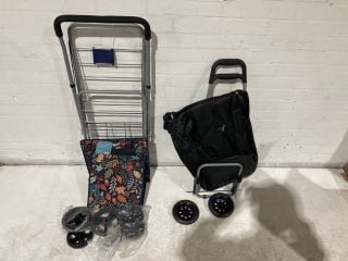 2 X FOLDING 2 WHEELED SHOPPING TROLLEY