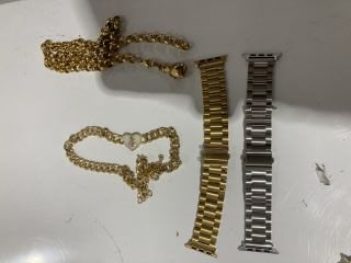 1 X BOX OF JEWELLERY TO INCLUDE WATCH STRAPS