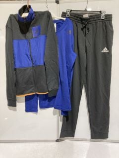 3 X PREMIUM DESIGNER APPAREL TO INCLUDE ADIDAS ITEMS TO INCLUDE BLUE LONG SLEEVED T-SHIRT SIZE L TOTAL RRP £80