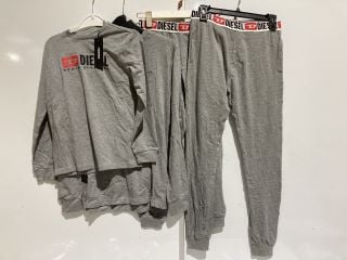 2 X PREMIUM DESIGNER APPAREL TO INCLUDE DISEL LOUNGE WEAR SIZE 16 YRS AND 10 YRS GREY TOTAL RRP £140