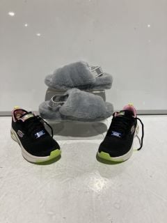 2 X SHOES TO INLCUDE UGG GREY FLUFFY SLIDERS