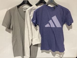 3 X ADIDAS CLOTHING ITEMS TO INCLUDE OVERSIZED SWEAT UK 10, LOOSE TEE UK 8, WIN 2.0 TEE XS