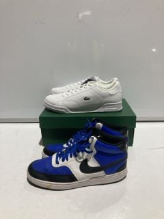 LACOSTE LEATHER WHITE UK 10, TO ALSO INCLUDE NIKE DUNKS HIGH TOP