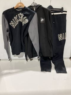 DESIGNER NIKE BUNDLE TO INCLUDE JACKET MENS SMALL BLACK AND NIKE GREY/BLACK JUMPER MEDIUM BLACK NIKE JUMPER SIZE M