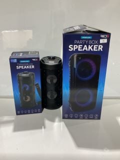 2 X TYPHOON 101 SPEAKERS AND 1 X PART BOX BLUETOOTH SPEAKER