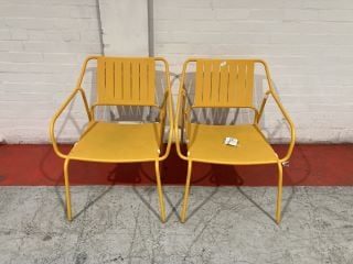 2 X JOHN LEWIS METAL OUT DOOR CHAIRS IN YELLOW (003245224)