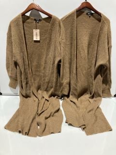 BOX OF PREMIUM DESIGNER APPAREL TO INCLUDE MAXI BALLOON SLEEVE CARDIGAN MOCHA KNITWEAR