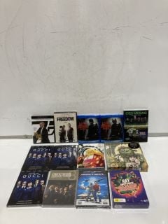 BOX OF DVDS & CDS TO INCLUDE NO TIME TO DIE BLU-RAY EDITION