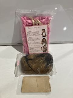 1 BOX OF LULLABELLZ PREMIUM HAIR ITEMS TO INCLUDE HONEY WIG